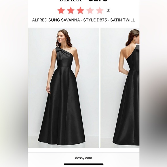 ALFRED SUNG Black Satin Twill Maxi Dress - Picture 2 of 5